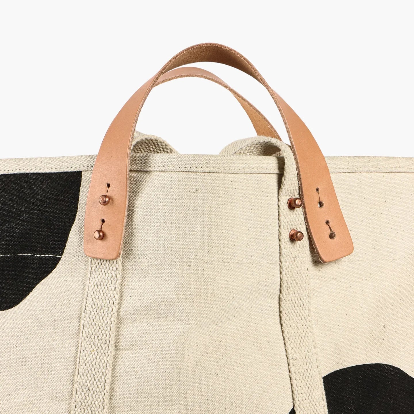 Hand Silkscreen Dot Print Oversized Cotton Canvas Shopping Tote Bag