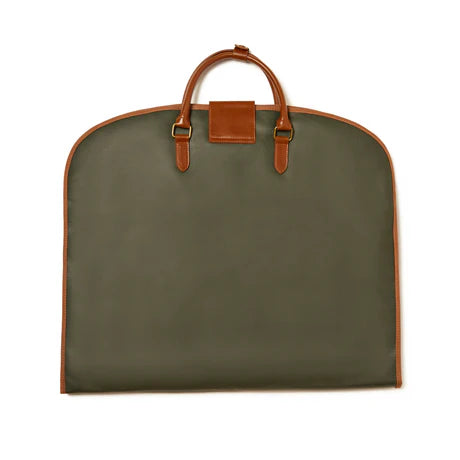 Vintage Wax Canvas Leather Trim Travel Garment Suit Bag