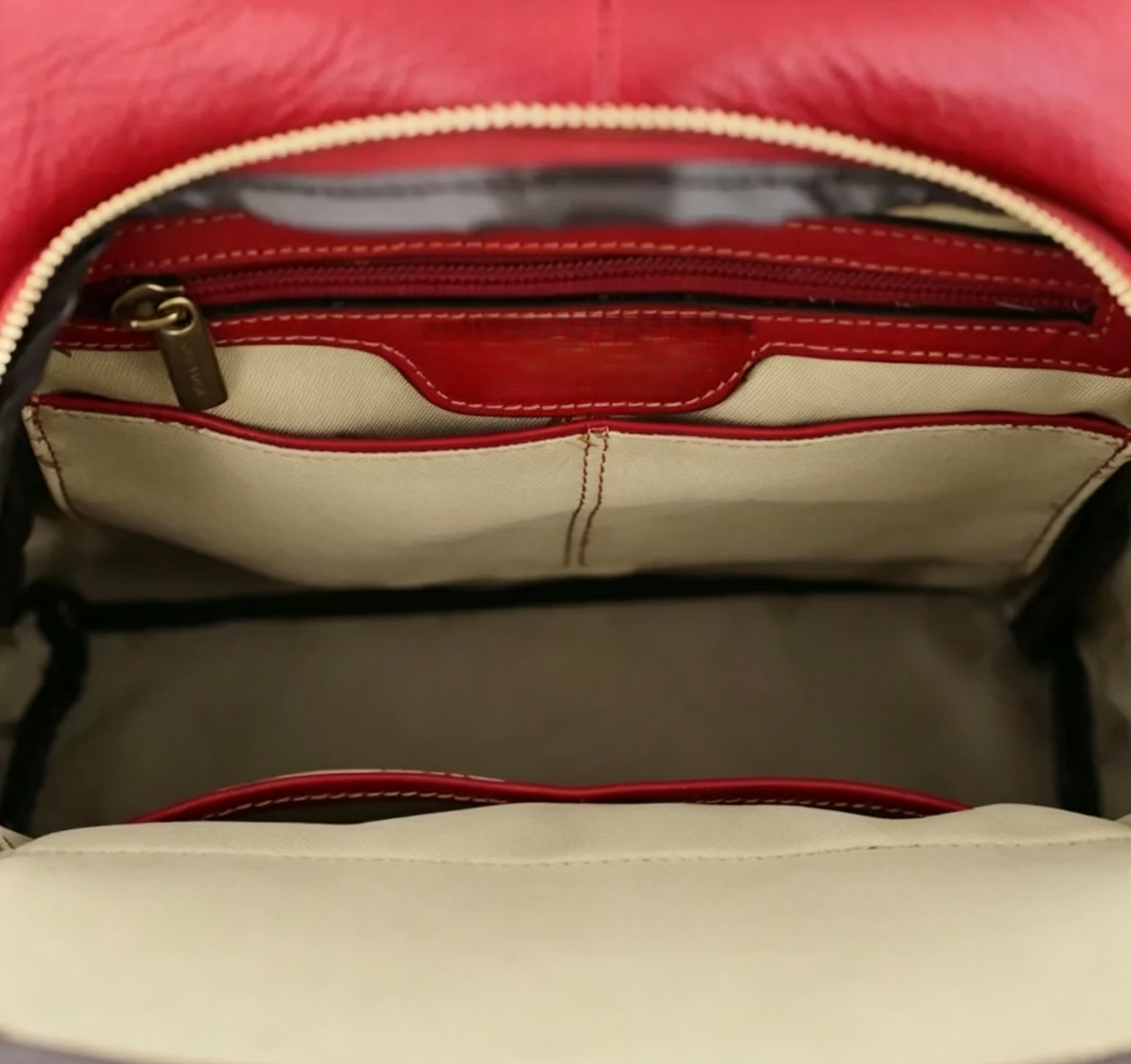 Vibrant Red Faux Leather Semi-Rigid Flap Daily Backpack