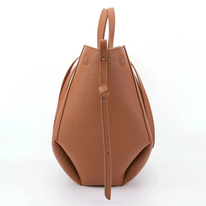 Tan Grain Faux Leather Adjustable Side Strap Large Daily Tote Bag