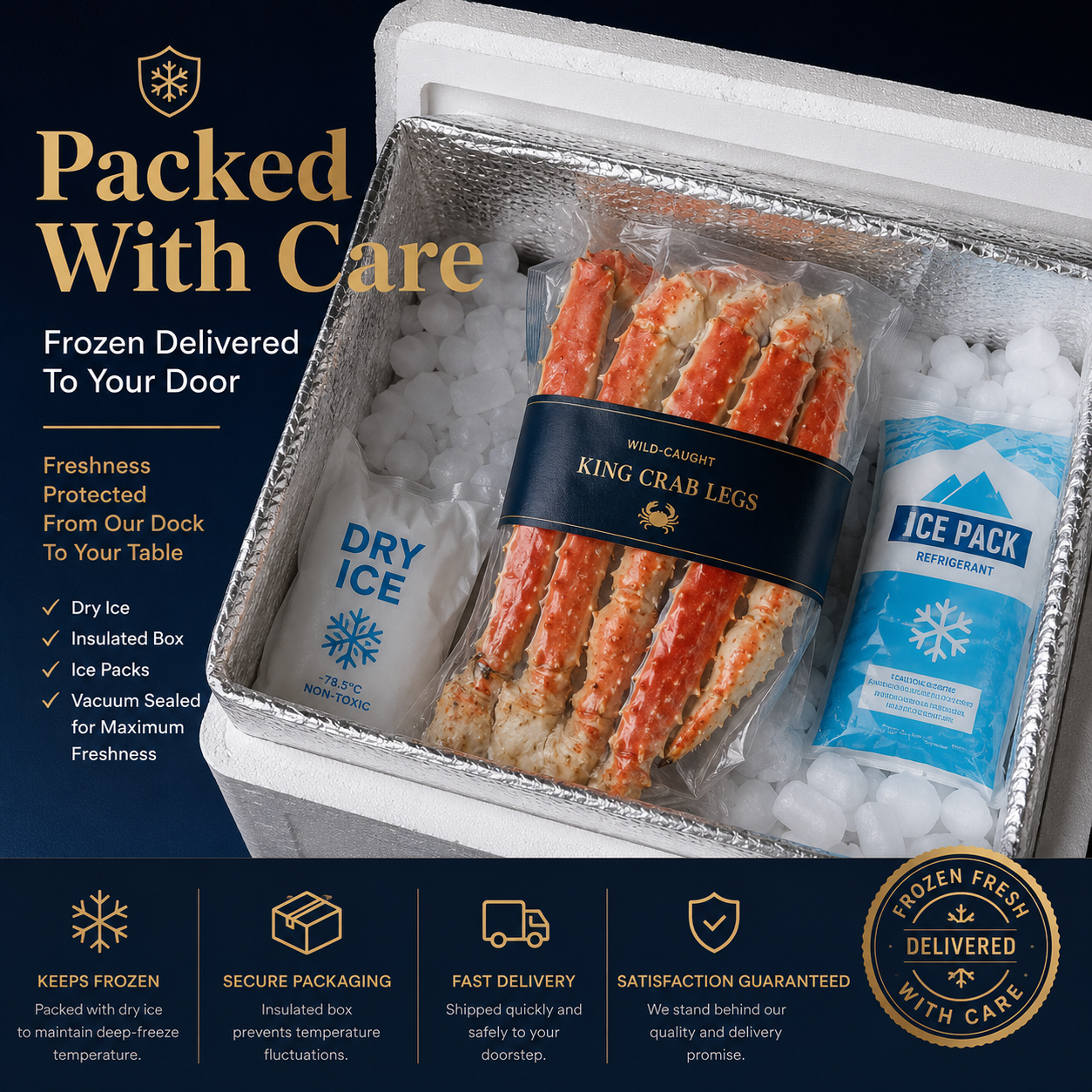 Premium Wild-Caught Alaskan King Crab Legs – Jumbo Size, Flash Frozen for Freshness