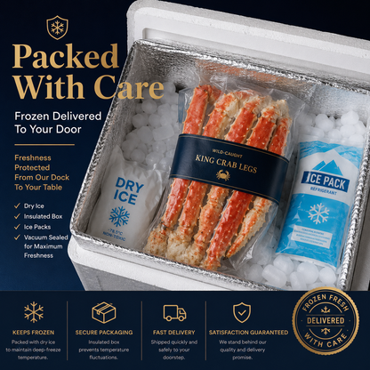 Premium Wild-Caught Alaskan King Crab Legs – Jumbo Size, Flash Frozen for Freshness