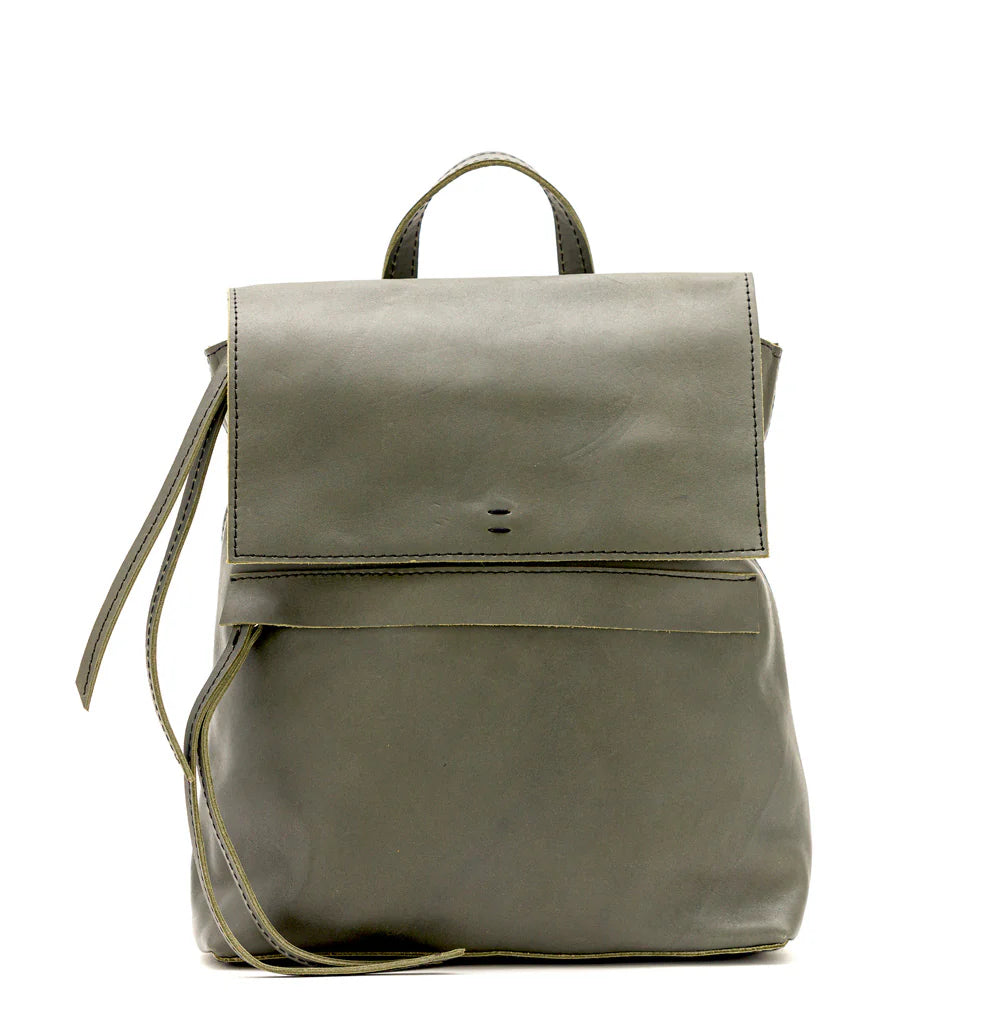 Handcrafted Sustainable Leather Flap 13 Inch Laptop Backpack