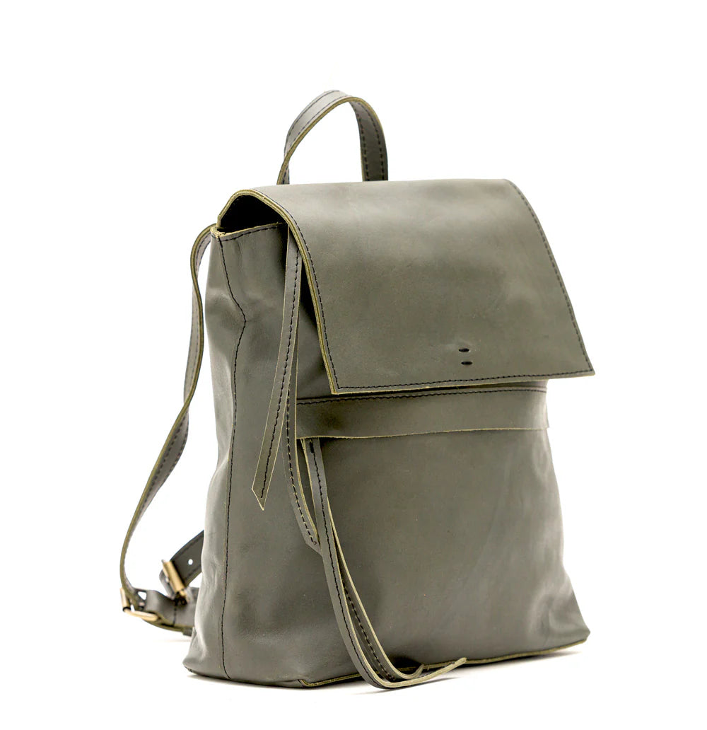 Handcrafted Sustainable Leather Flap 13 Inch Laptop Backpack