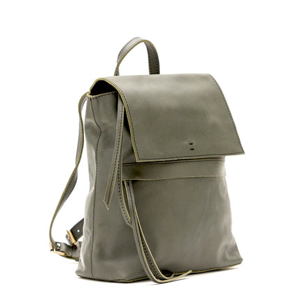 Handcrafted Sustainable Leather Flap 13 Inch Laptop Backpack