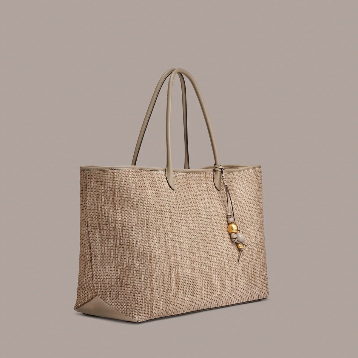 Oversized Woven Straw Summer Shopping Tote Bag With Bead Tassel