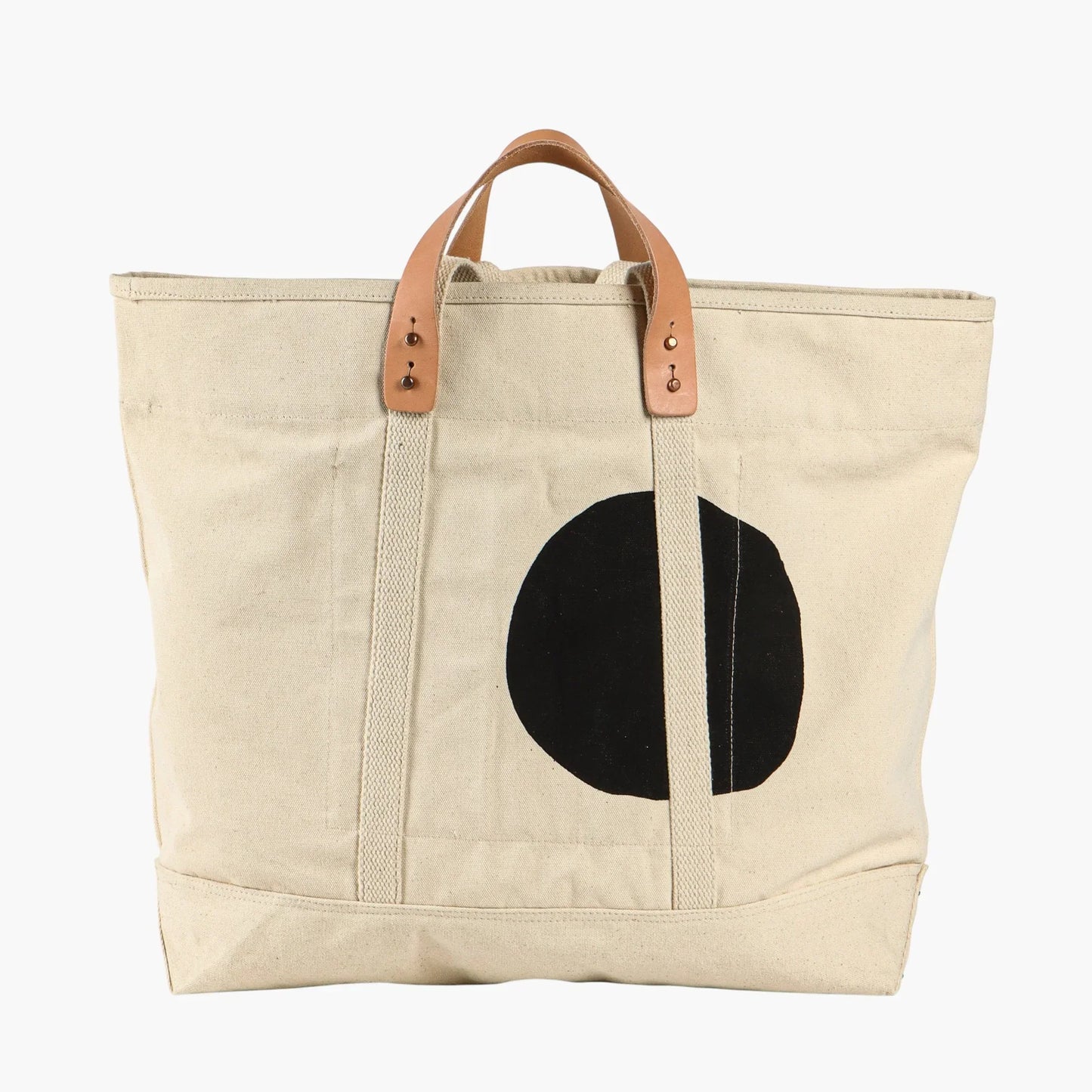 Hand Silkscreen Dot Print Oversized Cotton Canvas Shopping Tote Bag