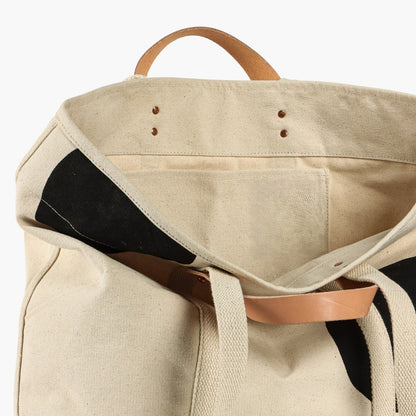 Hand Silkscreen Dot Print Oversized Cotton Canvas Shopping Tote Bag