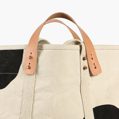 Hand Silkscreen Dot Print Oversized Cotton Canvas Shopping Tote Bag
