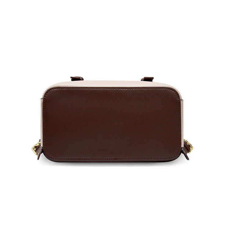 Two Tone Genuine Cow Leather Flap Mini Daily Backpack