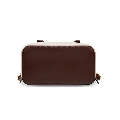 Two Tone Genuine Cow Leather Flap Mini Daily Backpack