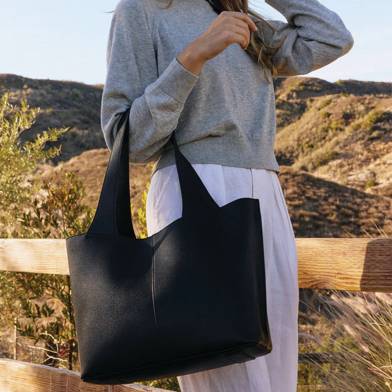 Everyday Pebbled Leather Zip Top Laptop Shopping Tote Bag