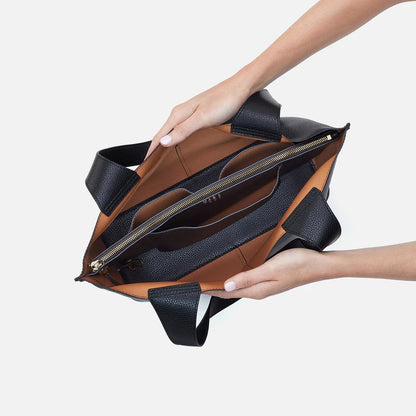 Everyday Pebbled Leather Zip Top Laptop Shopping Tote Bag