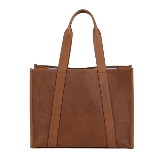 Vintage Distressed Leather Structured Large Work & Weekend Shopping Tote Bag