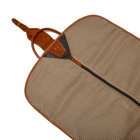 Vintage Wax Canvas Leather Trim Travel Garment Suit Bag
