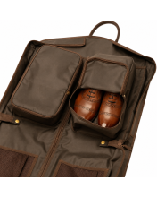 Premium Genuine Leather Travel Garment Bag With Multi Storage Pockets