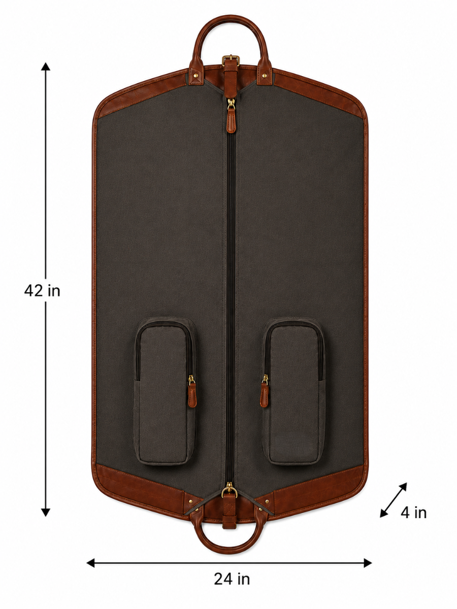 Premium Leather Wrinkle Resistant Travel Garment Bag With Multi Pockets