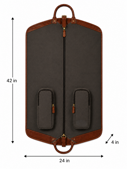 Premium Leather Wrinkle Resistant Travel Garment Bag With Multi Pockets