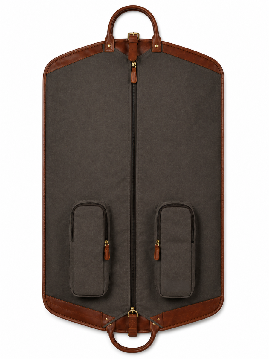 Premium Leather Wrinkle Resistant Travel Garment Bag With Multi Pockets