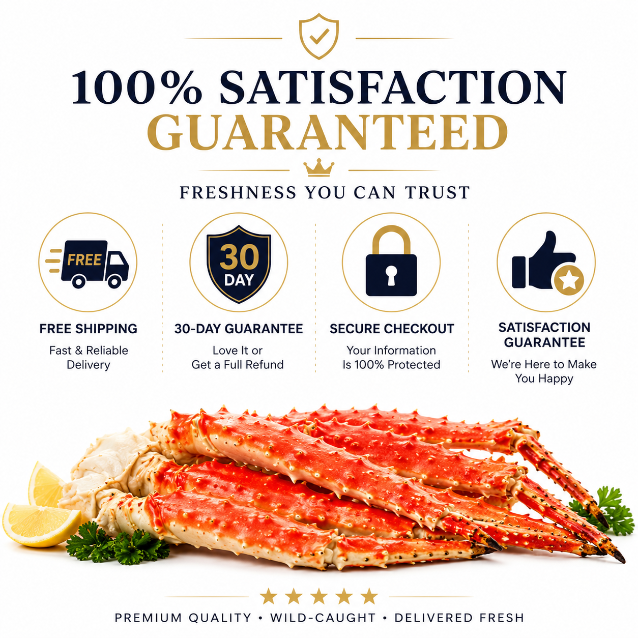 Premium Wild-Caught Alaskan King Crab Legs – Jumbo Size, Flash Frozen for Freshness