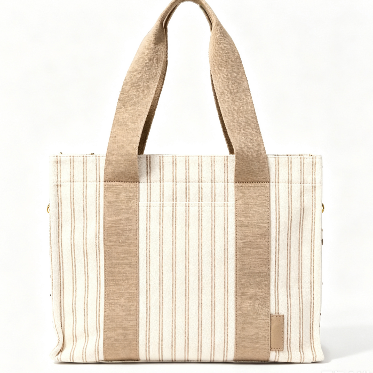 Striped Cotton Everyday Laptop Tote Bag With Detachable Crossbody Strap
